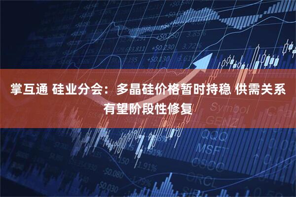 掌互通 硅业分会：多晶硅价格暂时持稳 供需关系有望阶段性修复