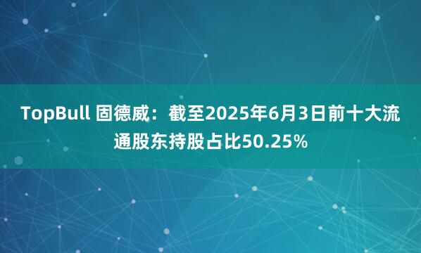TopBull 固德威：截至2025年6月3日前十大流通股东持股占比50.25%